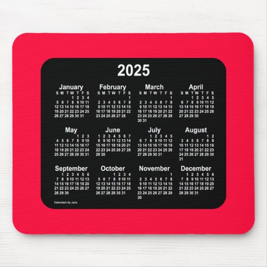 2025 Cherry Red Neon Calendar von Janz Mouse Pad Mousepad (Vorne)