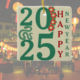 2025 Chinesisches Neujahr der Schlange grün Keramikornament