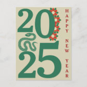 2025 Chinesisches Neujahr der Schlange Grüne Postk Postkarte (Vorderseite)