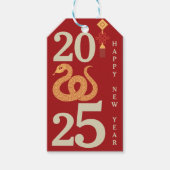 2025 Chinesisches Neujahr der Schlange Moderne Rot Geschenkanhänger (Vorderseite)