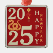 2025 Chinesisches Neujahr der Schlangen roten Mode Ornament Aus Metall (Vorne)