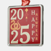 2025 Chinesisches Neujahr der Schlangen roten Mode Ornament Aus Metall (Links)