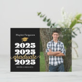 2025 Christlich Black Gold Foto Abschluss Ankündigung (Stehend Vorderseite)