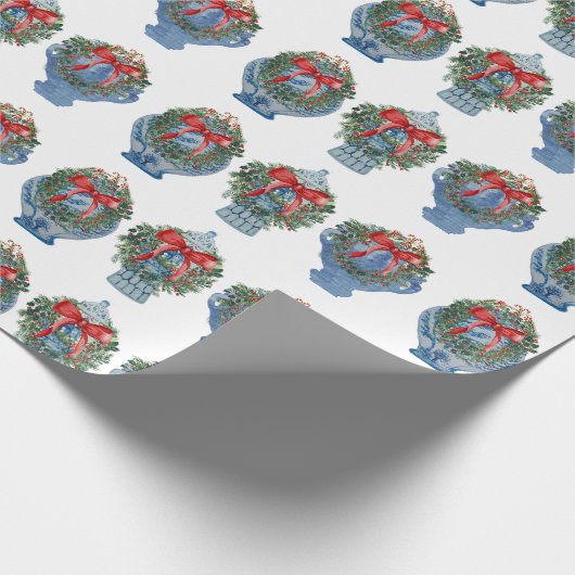 2025 Christmas Ginger Jars Jar Wreath Geschenkpapier (Ecke)