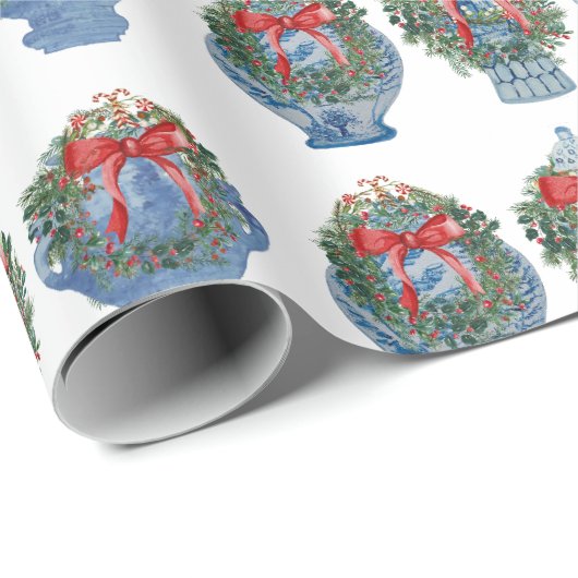 2025 Christmas Ginger Jars Jar Wreath Geschenkpapier (Rolleneckpunkt)