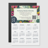 2025 Church Promo QR Code Farbenfrohe Blumenkalend Magnetkarte (Vorne/Hinten)
