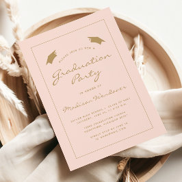 2025 Classic Blush Gold Border Graduation Party Einladung