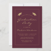 2025 Classic Burgundy Gold Border Graduation Party Einladung (Vorderseite)