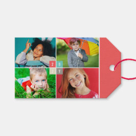 2025 Color Blocks Modern New Year 4 Photo Collage Geschenkanhänger