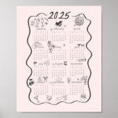 2025 Coquette Rosa Kalender Poster (Vorne)