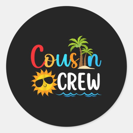 2025 Cousin Crew Sommerferien Beach Familienausflu Runder Aufkleber (Vorderseite)