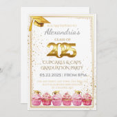 2025 Cupcakes & Caps Abschluss Einladung (Vorne/Hinten)