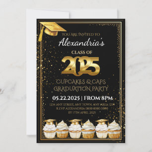2025 Cupcakes & Caps Abschluss-Einladung Einladung