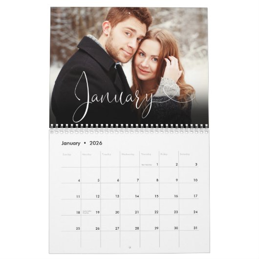 2025 Custom Family Elegant Heart Script Foto Kalender (Jan 2026)