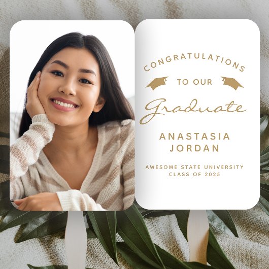 2025 Custom Foto White Gold Abschluss Fächer