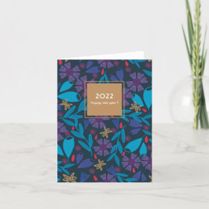 2025 Custom glücklich neues Jahr elegant floral Dankeskarte