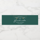 2025 Dark Green Gold Caps White Script Abschluss Wasserflaschenetikett (Einzelnes Label)