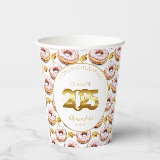 2025 Donuts and Degrees Abschluss Paper Cup Pappbecher (Rückseite)