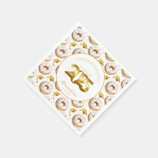2025 Donuts and Degrees Abschluss Paper Napkins Serviette (Ecke)