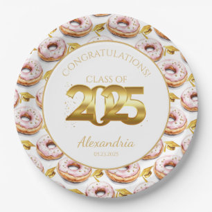 2025 Donuts und Goldmedaille-Abschluss Pappteller