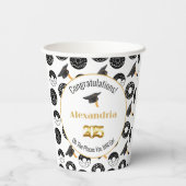 2025 Donuts und Grade Moderne Schwarz/Weiß Pappbecher (Rückseite)