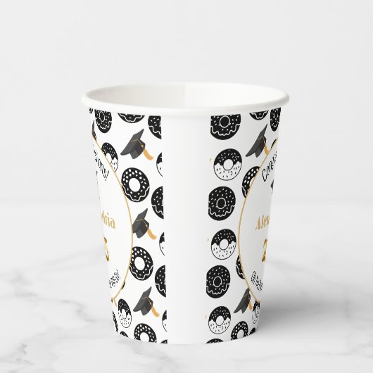 2025 Donuts und Grade Moderne Schwarz/Weiß Pappbecher (Links)