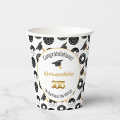 2025 Donuts und Grade Moderne Schwarz/Weiß Pappbecher (Vorderseite)