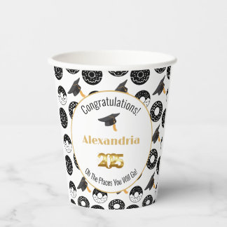 2025 Donuts und Grade Moderne Schwarz/Weiß Pappbecher