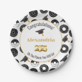 2025 Donuts und Grade Moderne Schwarz/Weiß Pappteller (Vorderseite)