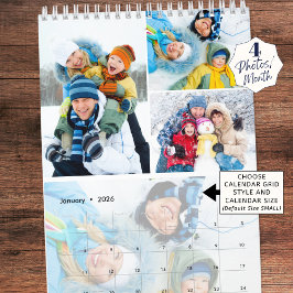 2025 Einfache, benutzerdefinierte FotoCollage 4 pr Kalender