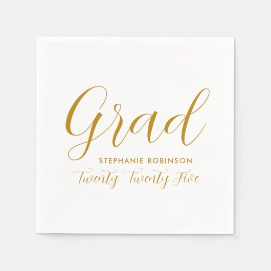 2025 Einfache Gold Script-Abschluss Serviette (Vorderseite)