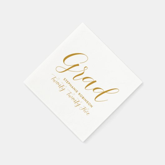 2025 Einfache Gold Script-Abschluss Serviette (Ecke)
