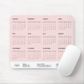 2025 Einfaches Schwarz-Rosa-Kalender - Präsentatio Mousepad (Mit Mouse)