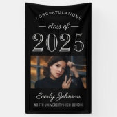 2025 Elegant Black Gray Custom Abschluss Banner (Vertikal)