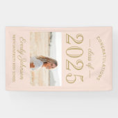 2025 Elegant Blush Gold Custom Foto Abschluss Banner (Horizontal)