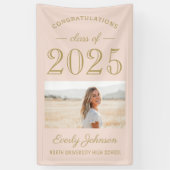 2025 Elegant Blush Gold Custom Foto Abschluss Banner (Vertikal)