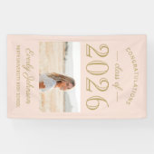2025 Elegant Blush Gold Custom Foto Abschluss Banner (Horizontal)