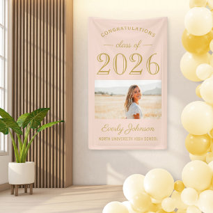 2025 Elegant Blush Gold Custom Foto Abschluss Banner