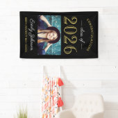 2025 Elegant Gold Black Custom Foto Abschluss Banner (Insitu)