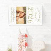 2025 Elegant Gold White Custom Foto Abschluss Banner (Insitu)