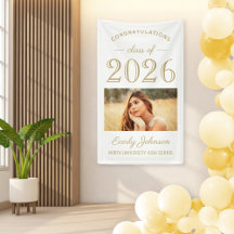 2025 Elegant Gold White Custom Foto Abschluss