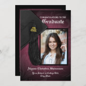 2025 Elegant Pink Tassel Charm Foto Abschluss Einladung (Vorne/Hinten)