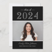2025 Elegante Black Silver Foto Graduation Party Einladung (Vorderseite)