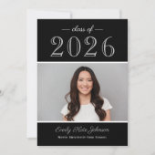 2025 Elegante Black Silver Foto Graduation Party Einladung (Vorderseite)