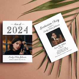 2025 Elegante Party für Schwarz-weißes Foto Einladung