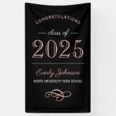 2025 Elegante Rose Gold Black Custom Abschluss Banner (Vertikal)