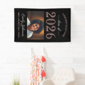 2025 Elegante Rose Gold Black Custom Abschluss Banner (Insitu)