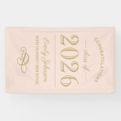 2025 Eleganter Blush und Gold Custom Abschluss Banner (Horizontal)