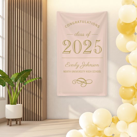 2025 Eleganter Blush und Gold Custom Abschluss Banner