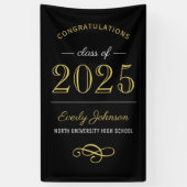 2025 Eleganter Gold Black Custom Abschluss Banner (Vertikal)
